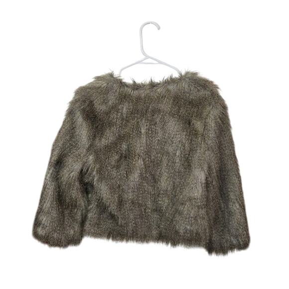 Lucky Brand Womens Faux Fur Cropped Open Front Jacket Coat Sz Medium 3/4 Sleeves - Picture 3 of 6